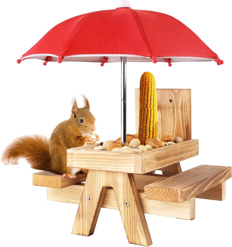 Gnodry Squirrel Picnic Table Feeder Replacement Mini Umbrella for Outside (Bright-Red) - Image 5